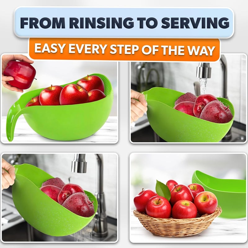 V TOWER Rice Strainer with Handle - Lightweight Rice Washer Strainer Bowl with Smart Design for Easy Water Draining, Easy to Use & Clean ABS Plastic Colander with Handle for Cereals, Pasta, Vegetables, Fruits - Image 5